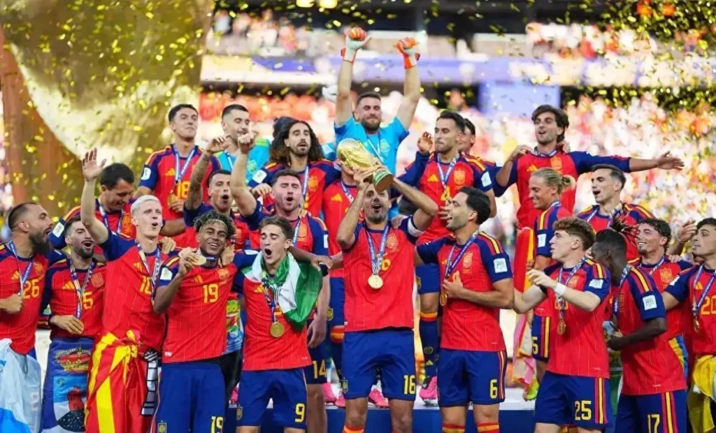 Spain 2026 World Cup champions PVC keychain trophy replica