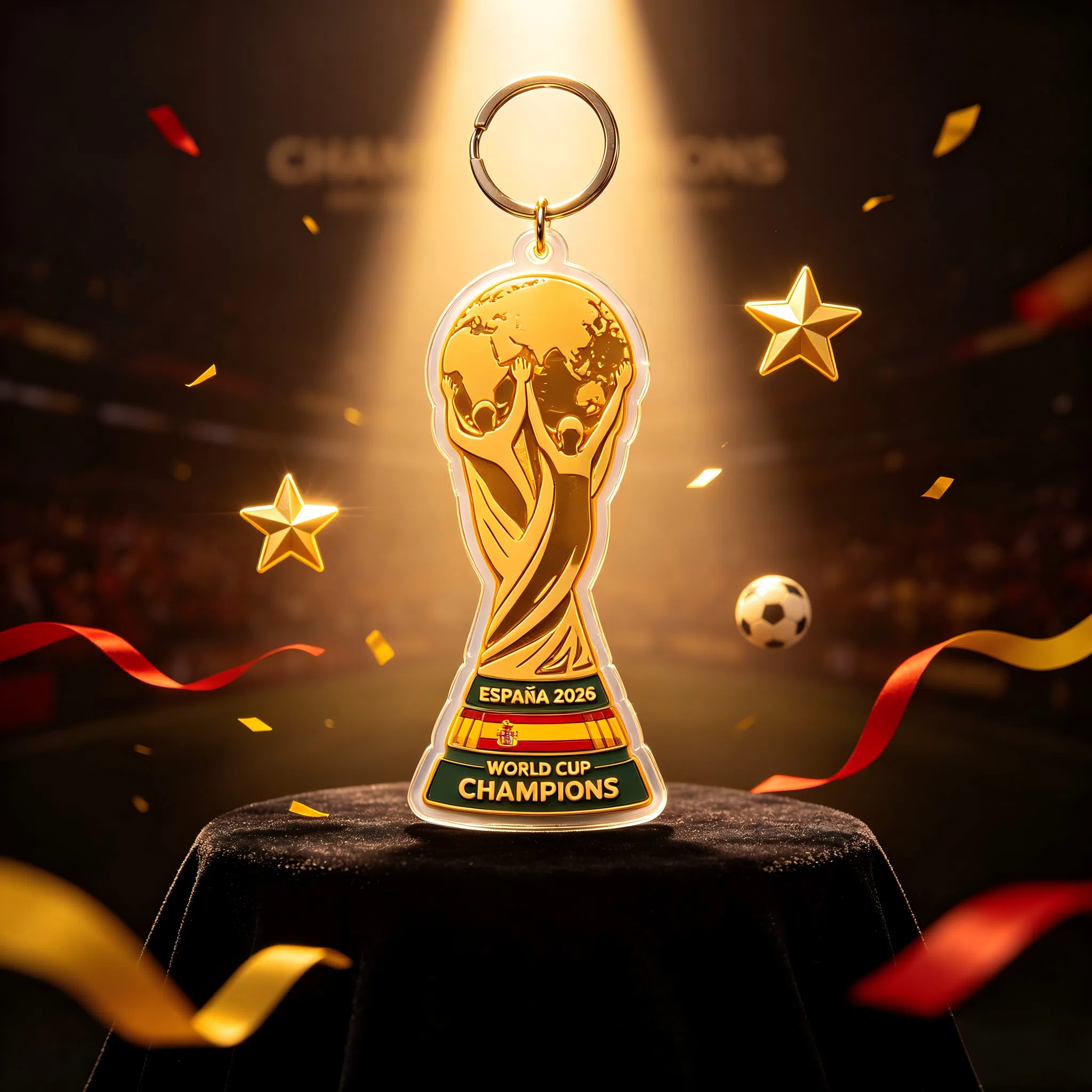 Spain 2026 World Cup champions PVC keychain trophy replica